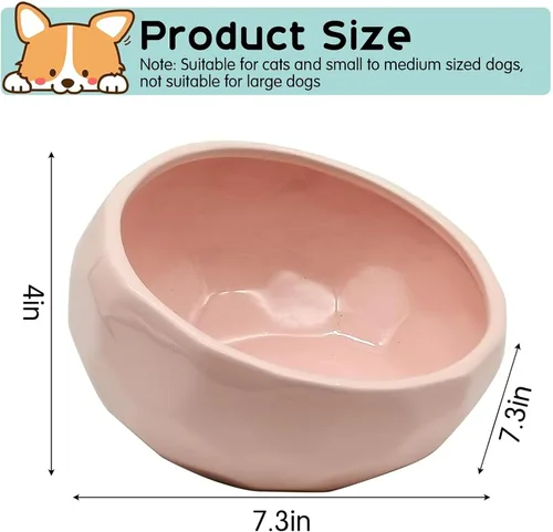 Miniatura 4 de kathson Cuenco inclinado de cerámica de 7 pulgadas para perros y gatos, cuencos de agua inclinados de 15°, cómodos cuencos de alimentación