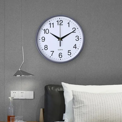 Miniatura 7 de Reloj de pared redondo de moda, estilo simple, de alta precisión, funciona con pilas, fácil de leer, sin tictac, reloj de cuarzo para decoración