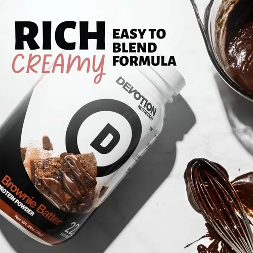 Miniatura 4 de Devotion Nutrition Brownie - Proteína en polvo para batidos, hornear, brownies, postres, 0.71 oz de aislado de suero y mezcla de caseína, sin azúcar