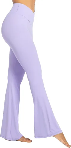 Miniatura 4 de Sunzel Leggings acampanados para mujer con control de abdomen, cintura cruzada y pierna ancha