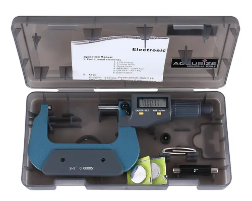 Miniatura 13 de Accusize Industrial Tools 0-1''/0.000-0.984 in por 0.00005''/0.000 in 2 clave electrónica digital exterior micrómetro, métrico/imperial, Md71-0001