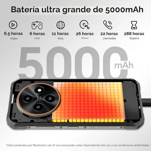 Miniatura 7 de Blackview Fort 2 - Teléfono resistente Android 16, 0.421 in ultra delgado y resistente, teléfono inteligente desbloqueado, 24 GB + 128 GB/2 TB 6.56