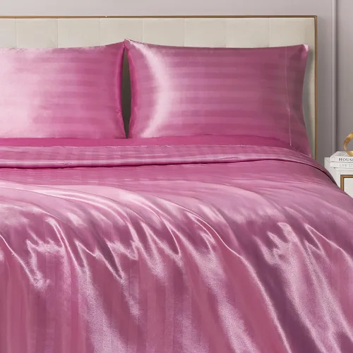 Miniatura 24 de Juicy Couture Juego de sábanas de satén de tamaño individual, juego de sábanas sedosas de bolsillo profundo con 1 sábana bajera, 1 sábana encimera