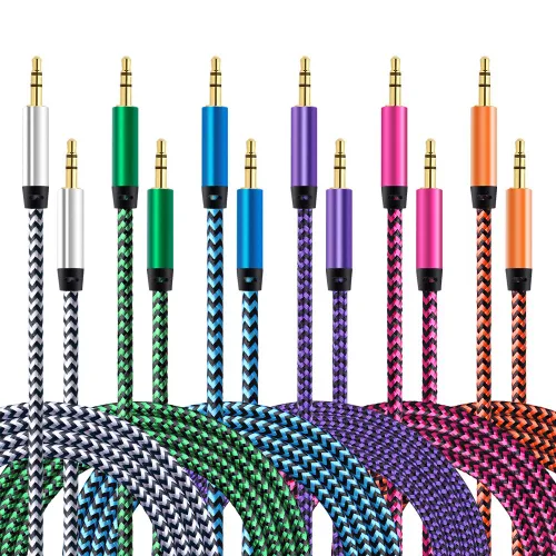 Miniatura 10 de AILKIN Cable AUX para automóvil, paquete de 2 cables de audio auxiliar de 0.138 in, acordes auxiliares estéreo trenzados compatibles