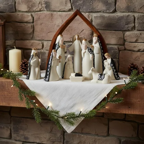 Miniatura 3 de Comfy Hour Rhode Island - Novedad Faith and Hope Baby Jesus Nativity, 9 piezas de Santa Familia con figuras de ángel, escena de Navidad