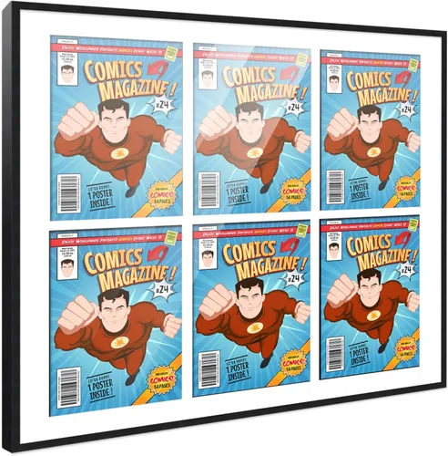 Miniatura 137 de Poster Palooza Marco de cómic con paspartú para 1 cómic de la Edad de Bronce publicado entre 1970 y 1985, marco de cómic negro para cómic de 7.25 x