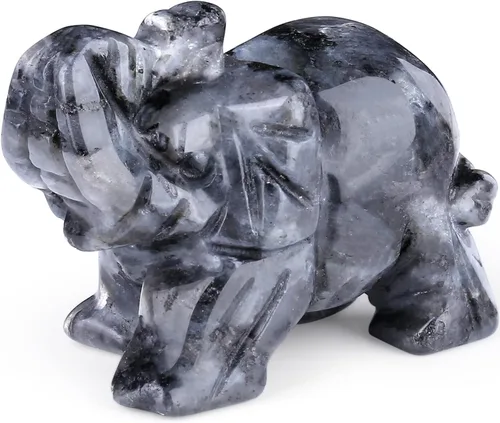 Miniatura 15 de QINJIEJIE Cristales de jade amarillo, decoración de elefante, bonitas piedras de escritorio, figurita, gemas naturales, decoración de la suerte