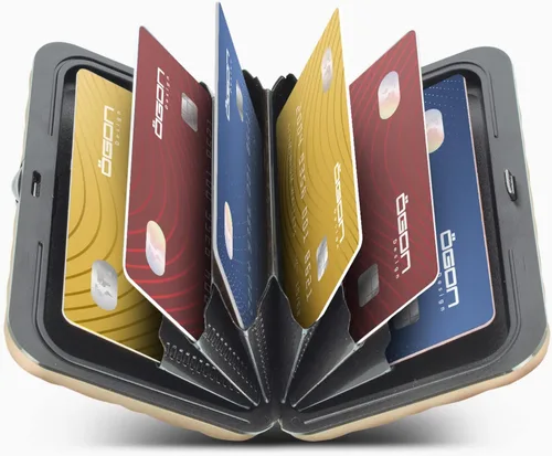 Miniatura 3 de ÖGON -DESIGNS- Lady Case - Cartera de aluminio para mujer, bolsa acolchada de metal, tarjetero con bloqueo RFID, cierre de metal fuerte