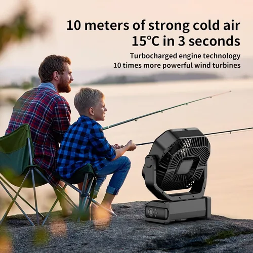 Miniatura 5 de Socool Ventilador de campamento con luz, ventilador de batería recargable de 20000 mAh, tiempo máximo de funcionamiento de 112 horas, 9 velocidades