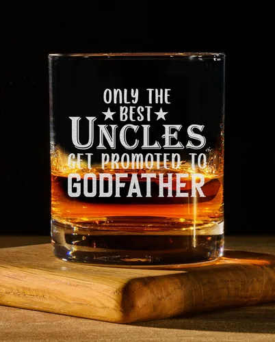 Miniatura 8 de Only The Best Uncles Get Promoted To Godfather - Vaso de whisky de 11 onzas – Regalo especial para padrino para comunión, bautismo, ¿serás mi padrino