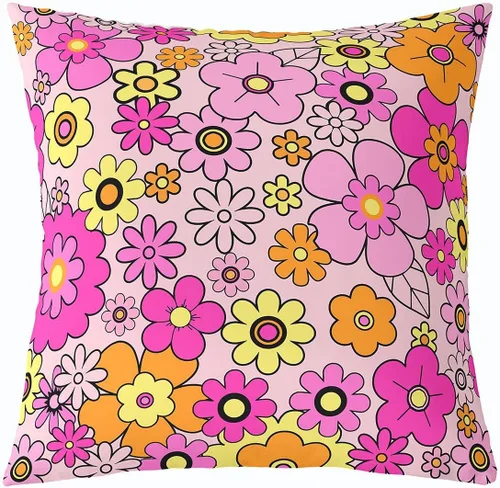 Miniatura 9 de Erosebridal Groovy Flower Power - Funda de almohada de 16 x 16 pulgadas, bonita funda de almohada floral bohemia de los años 60S y 70S, funda