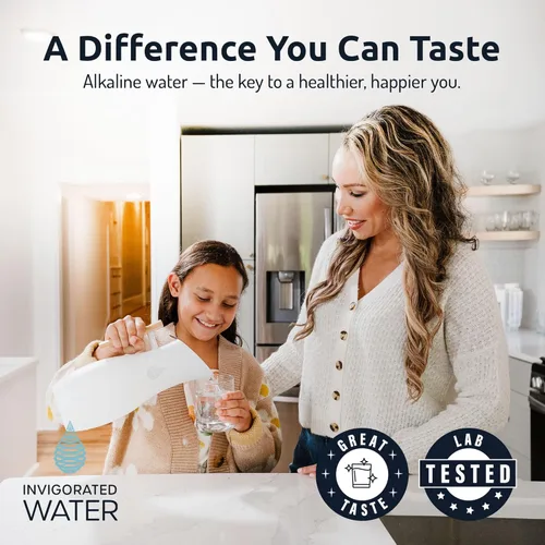Miniatura 5 de Invigorated Water pH Vitality - Jarra de filtro de agua alcalina de acero inoxidable, purificador de agua de alto pH con 1 bolsa de filtro Negro