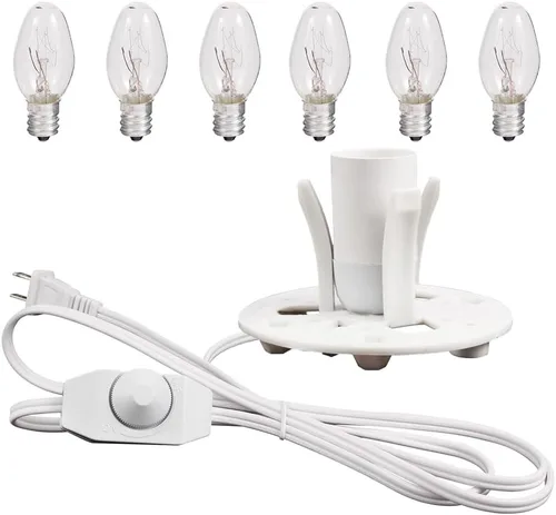 SCOMX Cable de lámpara de sal blanca del Himalaya, interruptor de atenuación, bombilla de Navidad, cable de lámpara de sal con control de intensidad