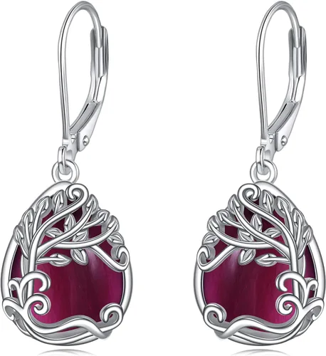 Miniatura 60 de Aretes colgantes con forma de lágrima de filigrana de piedra lunar de plata de ley 925 con cierre de palanca para mujer, regalos de joyería