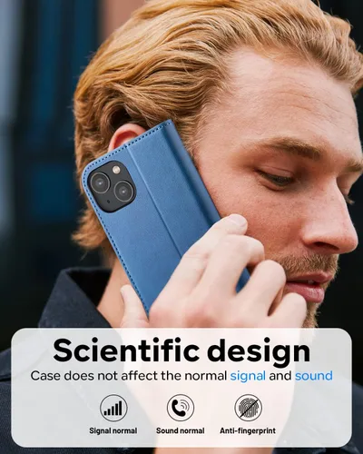 Miniatura 7 de OCASE Funda de piel sintética compatible con iPhone 14, con tarjetero y función atril con bloqueo RFID [carcasa interior de TPU a prueba de golpes]
