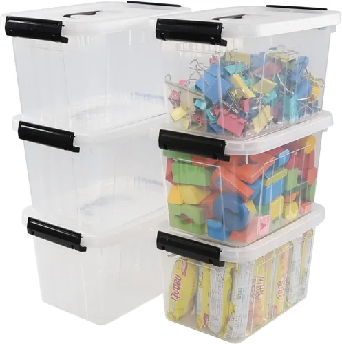 Miniatura 8 de Sandmovie Caja de almacenamiento de plástico transparente de 12 cuartos de galón, 6 paquetes