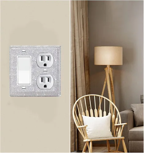 Miniatura 6 de Cubiertas de enchufes con diamantes de imitación brillantes plateados, placas de pared para cubrir interruptores de luz, placas decorativas