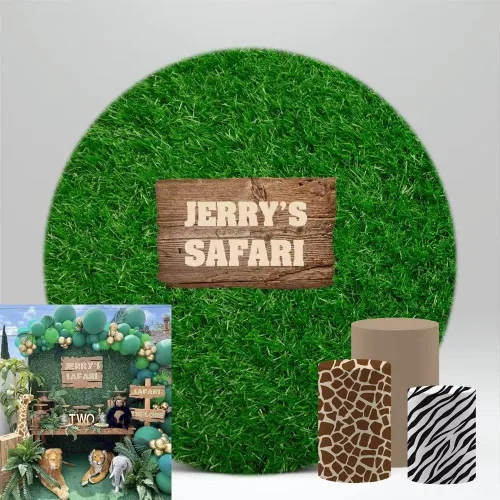 Miniatura 5 de Cubierta de pedestal para Safari Fiesta de Cumpleaños Recién Nacido Baby Shower Decoración Plinto Cubierta de Cilindro Caqui Puro Accesorios NO-234