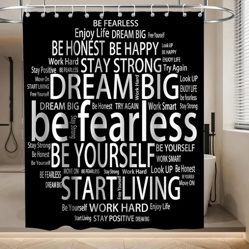 Miniatura 2 de Cortinas de ducha para niños, con texto en inglés «Believe Quotes Be Fearless Dream Big Be Yourself», tela inspiradora, juego de decoración de baño