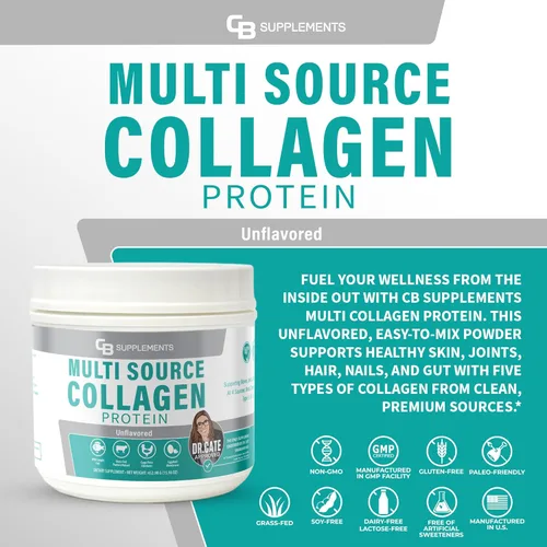 Miniatura 2 de CB Supplements Proteína multicolágeno – Colágeno hidrolizado para la salud de las articulaciones, la piel, el intestino, el cabello y las uñas