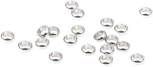 Miniatura 3 de BEADIA Cuentas espaciadoras de acero inoxidable de 0.197 x 0.079 in Rondelle sueltas para hacer joyas de bricolaje, 100 unidades con agujero