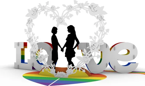 Miniatura 2 de iGifts And Cards Tarjeta emergente de corazón lesbiana 3D – Escultura de amor es amor para el mes del orgullo, salir y día de San Valentín – Regalo