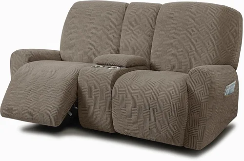 Miniatura 15 de ULTICOR - Juego de 8 fundas para sofá reclinable de jacquard, fundas para sofá reclinable elásticas para 3 cojines, gruesas, suaves, lavables Gris