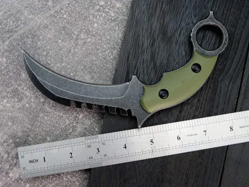 Miniatura 3 de C1696 Cuchillo de hoja fija, mango G10 de acero D2 de 4.3 pulgadas, herramientas EDC de supervivencia al aire libre con fundas Kydex (verde militar)
