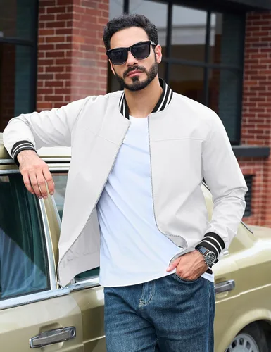 Miniatura 5 de TACVASEN Chaqueta ligera para hombre, casual, primavera, otoño, cortavientos, bombardero, con cremallera, con bolsillo