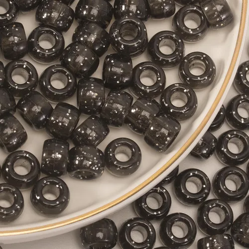 Miniatura 9 de Cuentas de pony negro (1200 cuentas de 0.236 x 0.325 pulgadas), cuentas de poni a granel, cuentas para hacer pulseras, cuentas para trenzas