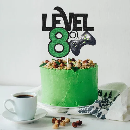 Miniatura 2 de Decoración para pastel de juego de nivel 8 – Suministros de fiesta de 8 cumpleaños para niños – Decoración de fiesta de juegos ganador