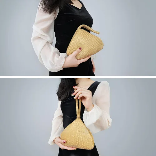 Miniatura 2 de Bolso de noche para mujer - Tamaño más grande mejorado, clutch de muñeca con diamantes de imitación completos brillantes para fiesta, boda, cita