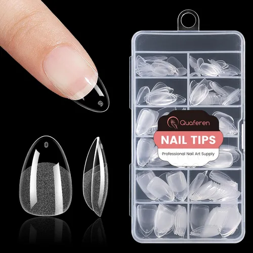 Miniatura 18 de Quaferen Puntas de Uñas de Almendra Medianas: 240pcs Puntas de Uñas Postizas Acrílicas Preformadas Forma de Almendra - 12 Tamaños Gel Suave