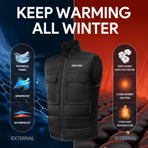 Miniatura 2 de cosyyosy Heated Vest for Men Women, 6 Pockets, 4 Heating Zones, Electric Outdoors Heating Jacket Coat