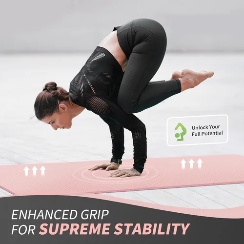 Miniatura 7 de CAMBIVO Tapete de yoga para mujeres, hombres y niños, 1/3, 1/4 y 2/5 pulgadas, extra grueso, antideslizante, 72 x 24 pulgadas, tapete de yoga de Rosa
