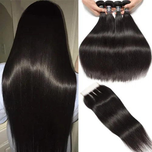 Miniatura 17 de Extensiones de cabello, liso, malasio, calidad 9A