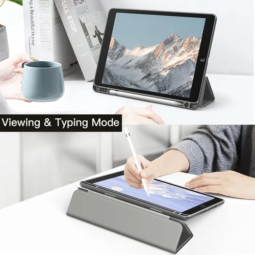 Miniatura 7 de JETech Funda para iPad de 9.7 pulgadas (6ª/5ª generación, 2018/2017) con soporte para lápices, carcasa trasera transparente transparente, soporte