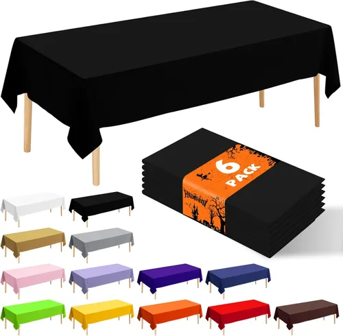Miniatura 21 de Paquete de 6 manteles de plástico desechables patrióticos de 54 x 108 pulgadas, para fiestas con temática conmemorativa, desechables para mesas de 6