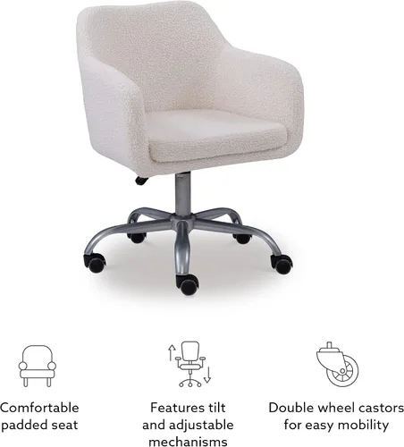 Miniatura 14 de Linon Home Decor Products Linon Brooklyn Sherpa - Silla de oficina, color marfil