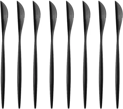 Miniatura 8 de JASHII Juego de cubiertos de acero inoxidable de 8 piezas, color negro pulido con espejo, cuchara de sopa para 8 personas, apto para lavavajillas