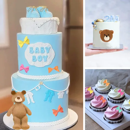 Miniatura 5 de Moldes de silicona de oso de chocolate, 4 piezas, moldes de silicona para osos de pasteles, moños para pasteles, decoración de pasteles, dulces
