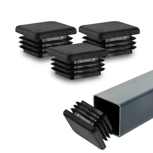 Miniatura 17 de Prescott Plastics Tapones de agujero de plástico acanalado de perímetro exterior de 1/2 pulgada (0.500 in), tapas cuadradas de tubo de metal negro