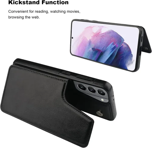 Miniatura 5 de ONETOP - Funda tipo cartera compatible con Samsung Galaxy S21 con soporte para tarjetas, funda de piel sintética con ranuras para tarjetas, doble