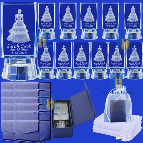 Miniatura 2 de Sweet 15 Favor 12 piezas personalizado grabado láser cubo recuerdo de fiesta – Quinceañera, Mis XV Años, Mis 15 años, Sweet 16 (2.5 pulgadas de alto)