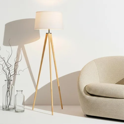 Miniatura 2 de Lámpara de pie Emma de trípode de Brightech. Diseño clásico para salas de estar contemporáneas o tradicionales. Iluminación ambiental suave., Madera