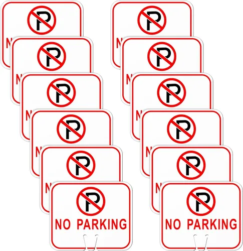 Miniatura 7 de Geetery 6 letreros de no estacionamiento, de 12.6 x 10.4 pulgadas, PVC de doble cara, impermeable, resistente a la intemperie, protección UV