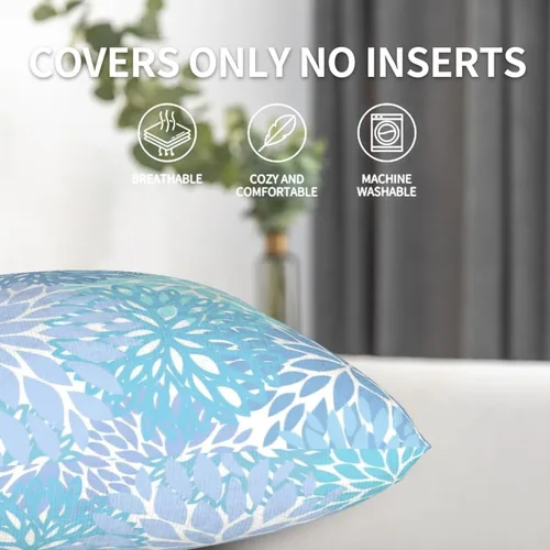 Miniatura 4 de Perinsto Juego de 2 fundas de almohada decorativas de flores de crisantemo azul, fundas de almohada suaves para sofá, cama, decoración del hogar, 16
