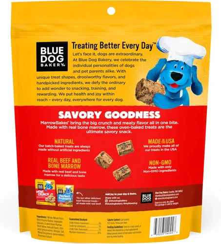 Miniatura 2 de Blue Dog Bakery MarrowBakes Snacks Golosinas pequeñas y crujientes con sabor a carne Golosinas naturales saludables para perros, 12 onzas