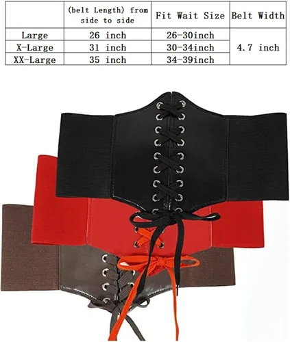 Miniatura 4 de WINROLA Cinturón elástico para mujer, cinturón de cintura con cordones, cinturón de avispa, para niñas y mujeres
