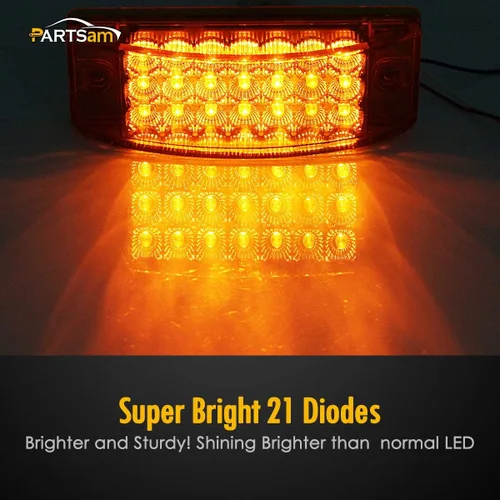Miniatura 3 de Partsam 2 luces rectangulares ámbar de 6 pulgadas, 21 LED, señal de giro de 6 x 2, luces rectangulares de liquidación para remolque, camión